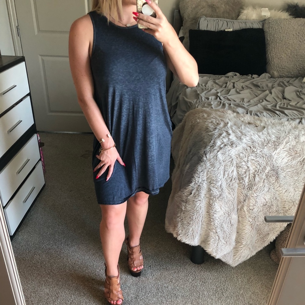 Socialite High Neck Denim Dress